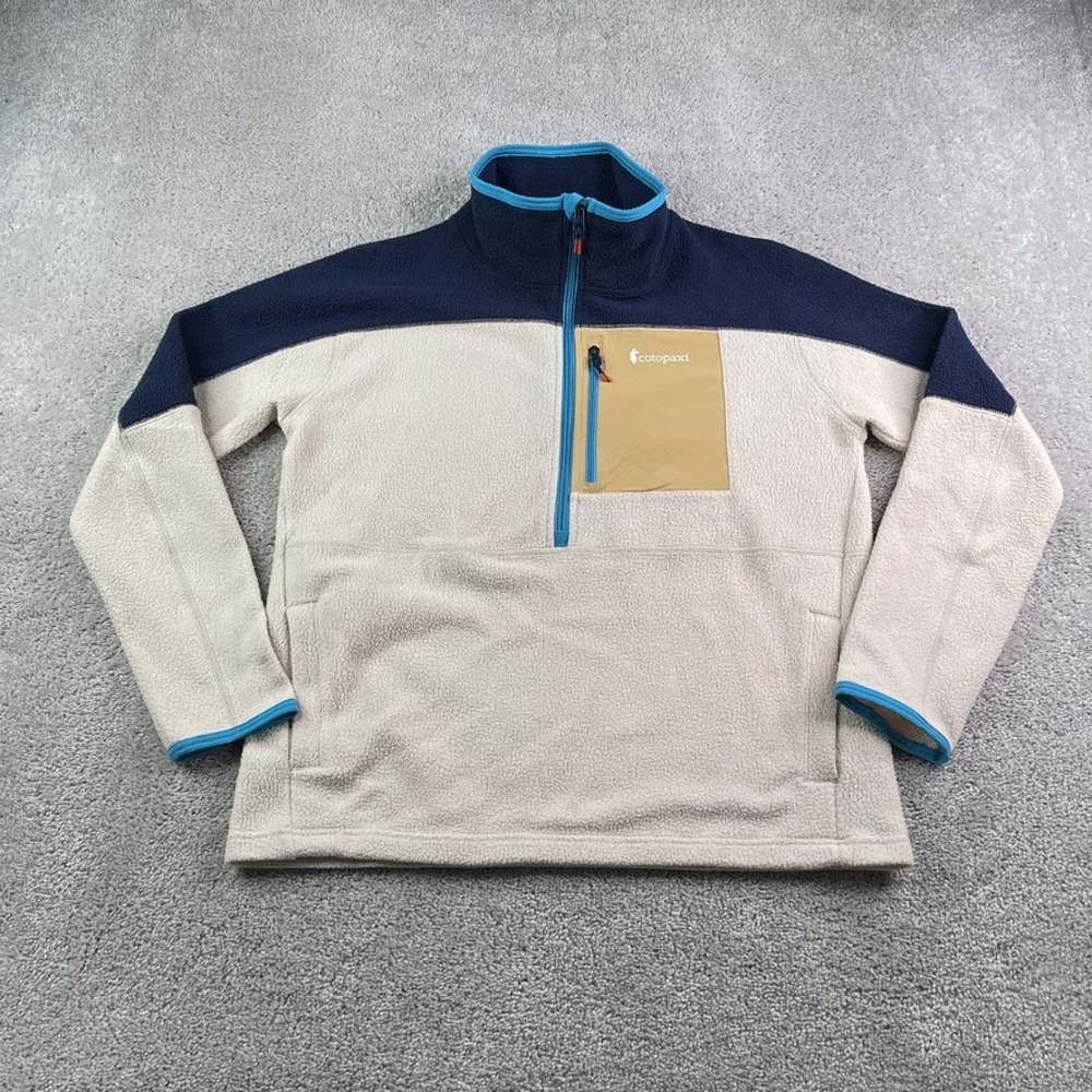 Cotopaxi Jacket Women Large Cream Navy Blue Abrazo Fleece Half Zip Pullover Gorp